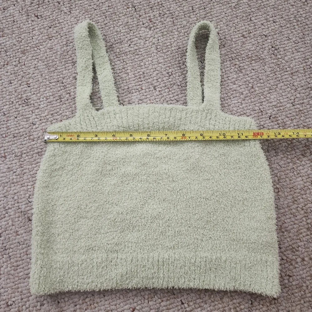 Forever 21 Spring Green Fuzzy Knit Cropped Cardigan & Cami Set